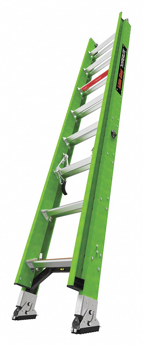 EXTENSION LADDER, SURE SET SWIVEL, D-RUNG, CBL HOOK, CAP 375 LB, 16 FT X 22 1/2 IN, FGL