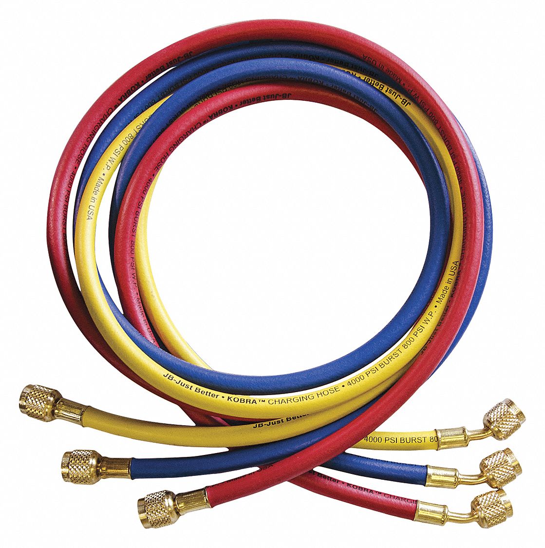 MANIFOLD HOSE SET, BRASS, 60 IN, 800 WORKING/4000 BURST PSI, ¼ IN FEMALE, 3 HOSES