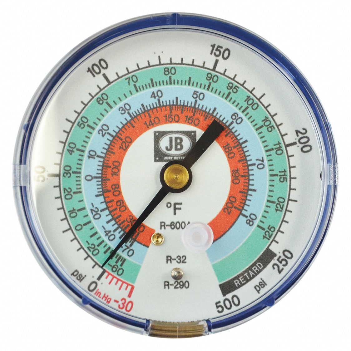 REPLACEMENT LOW-SIDE PRESSURE GA, 3⅛ IN, 0 TO 500 PSI, ¼ IN FEMALE QC, NON-LIQUID