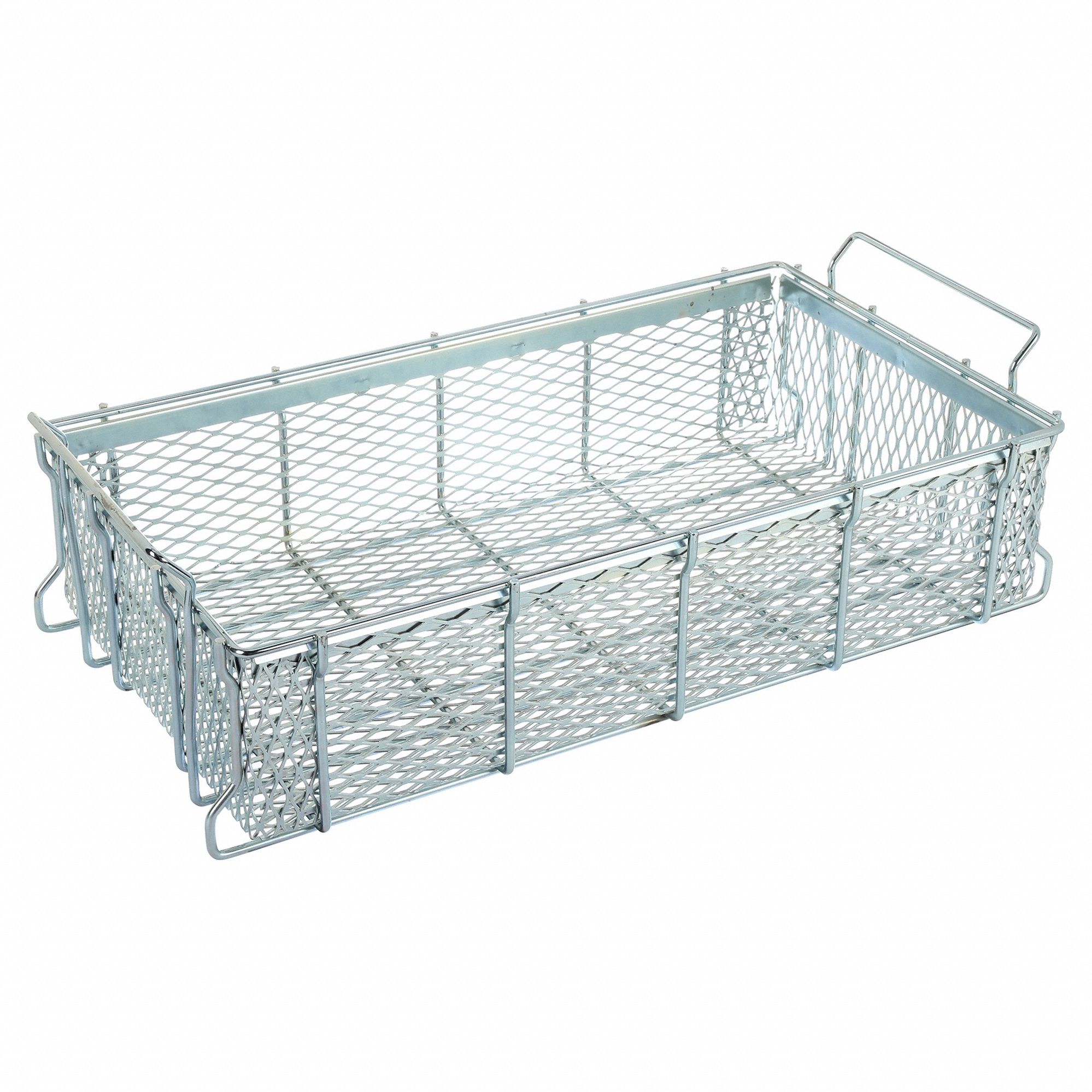 Parts Washer Basket: Rectangular, Steel, Silver, 24 in Basket Lg