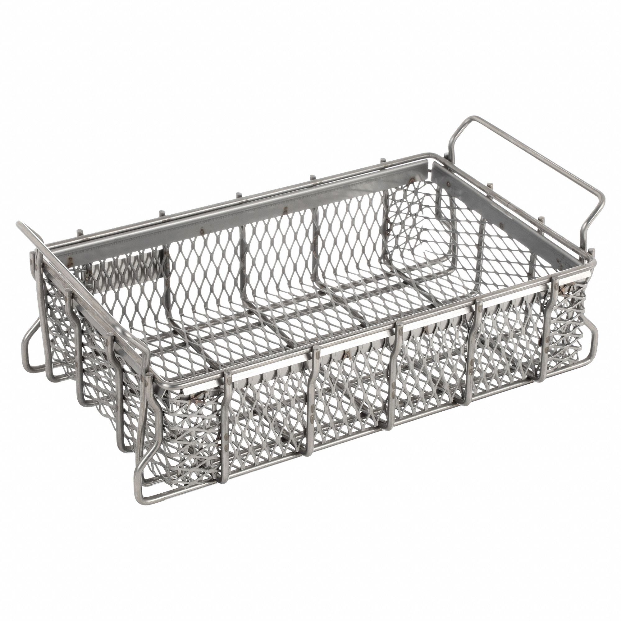Parts Washer Basket: Rectangular, Stainless Steel, Silver, Not Nestable