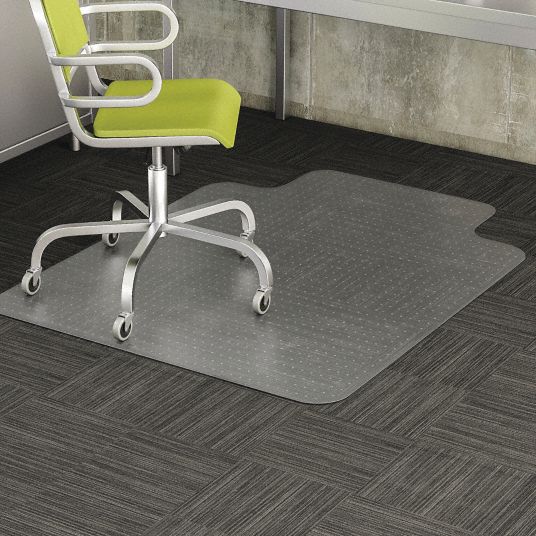 DEFLECTO Traditional Lip Chair Mat, Clear, For Carpet with Padding Up to 3/8 in Thick - 415H02 
