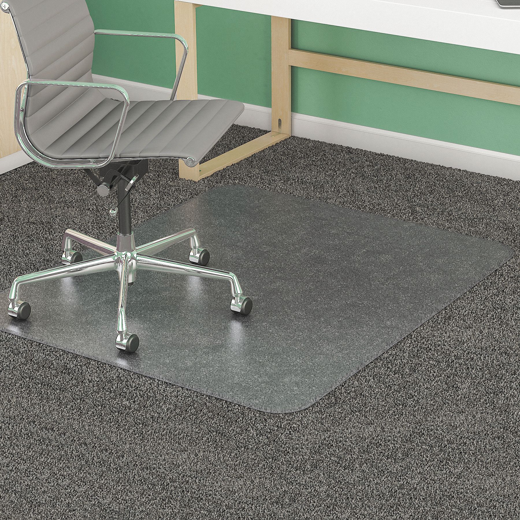 Deflecto Rectangular Chair Mat Clear For Carpet With Padding Up