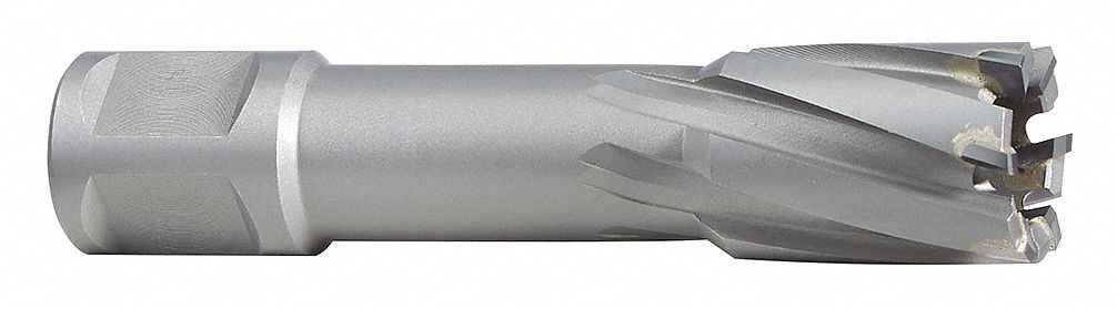 Annular Cutter: 13/16 in Cutter Dia, 1 3/8 in Max Cutting Dp, Bright, Carbide, Weldon Flat