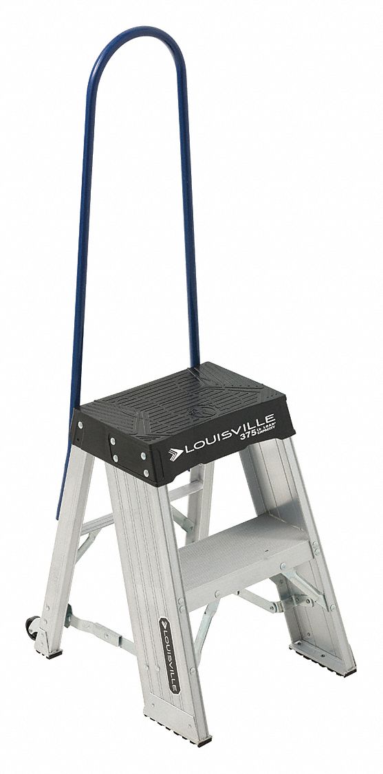 LADDER STEP STOOL, 2.3 FT OVERALL H, 375 LB LOAD CAPACITY, 2 STEPS, ALUMINUM, UNASSEMBLED