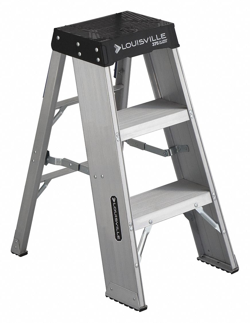 WERNER Banco Escalera Aluminio Capacidad de 375 lb. Escalones: 3  Plateado/Negro 36 - Bancos Escalera - 6W705