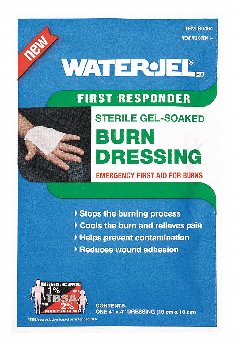 Burn Dressing: 4 in Dressing Lg, 4 in Dressing Wd, Non-Woven Polyester, Sterile, 15 PK