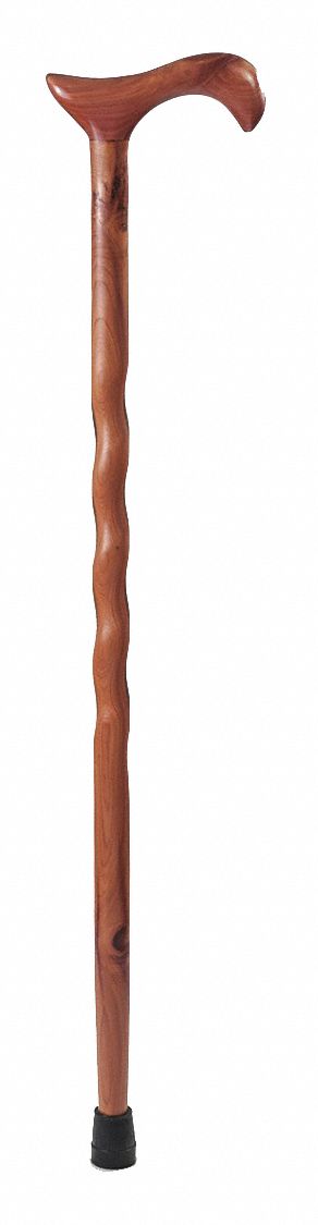 Cane: Cane, Derby Twisted, Single, 34 in, 250 lb Wt Capacity, Cedar, Solid