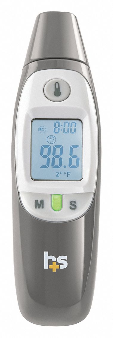 Digital Thermometer: Ear, Digital Thermometer, 3 sec Readout Time, 5 3/16 in Overall Lg