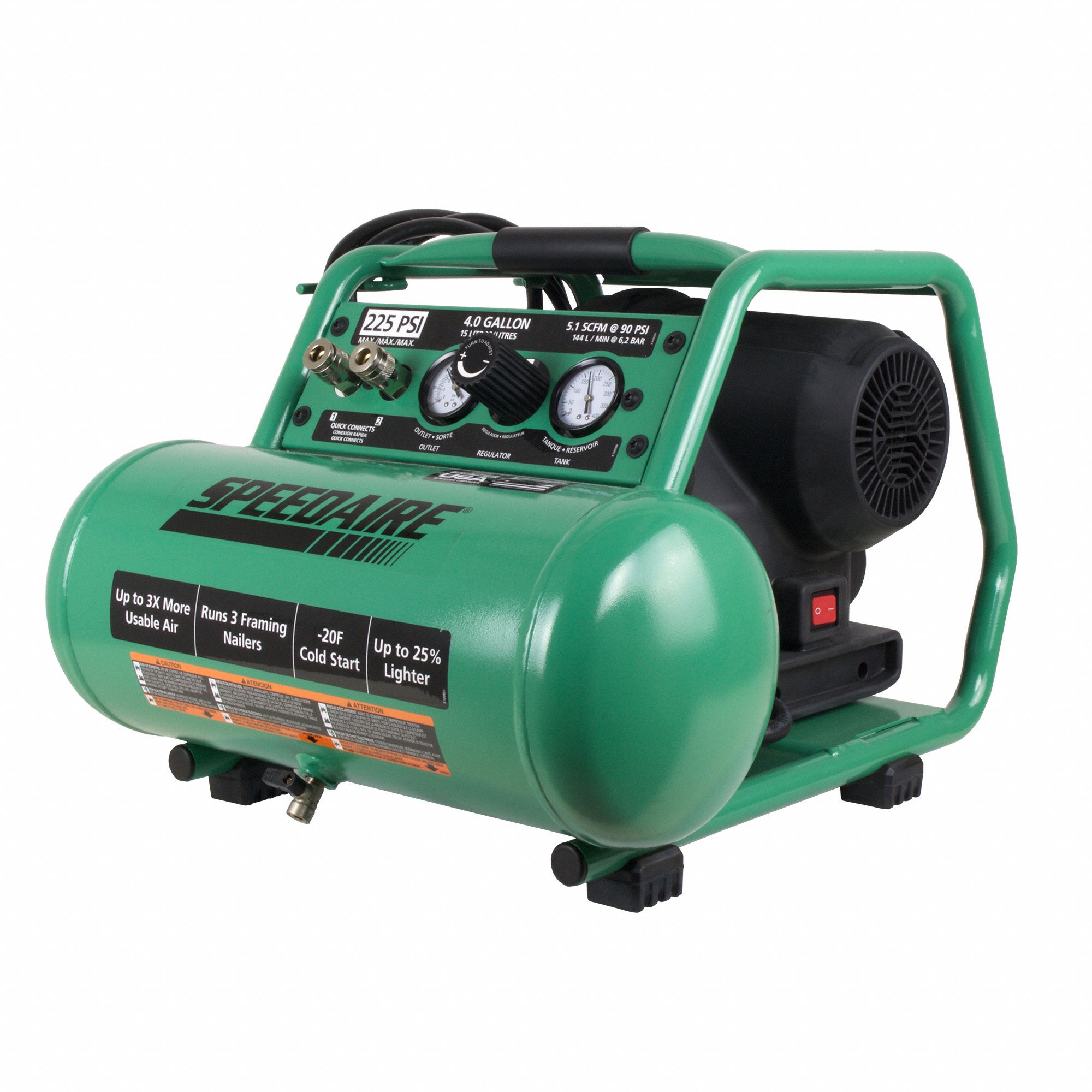 SPEEDAIRE Oil Free Portable Air Compressor; 225 psi 415L90415L90