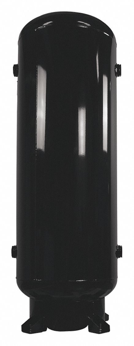 Air Tank: 120 gal Tank Capacity, 200 psi Max Op Pressure, Vertical, 24 in Overall Lg