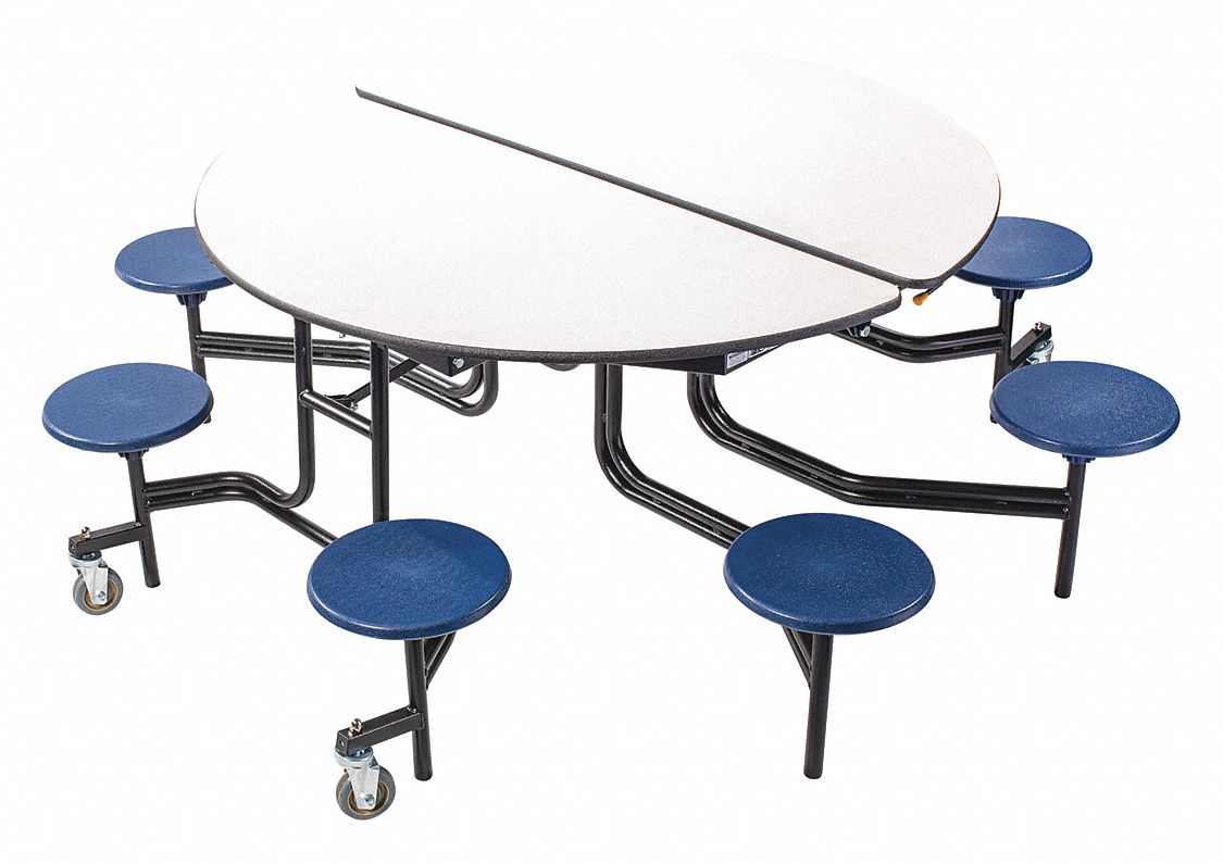 Cafeteria Stool Table: Gray Nebula, Stool Seat, 29 in Overall Ht, Circle