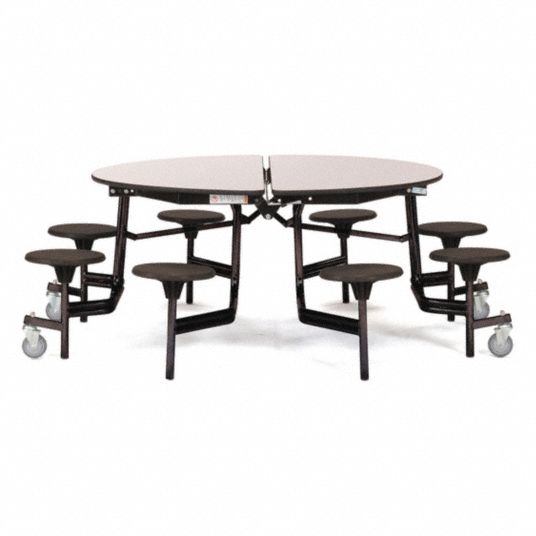 Mobile Stool Table 8 Seats Round 60, Round Table For 8 Diameter