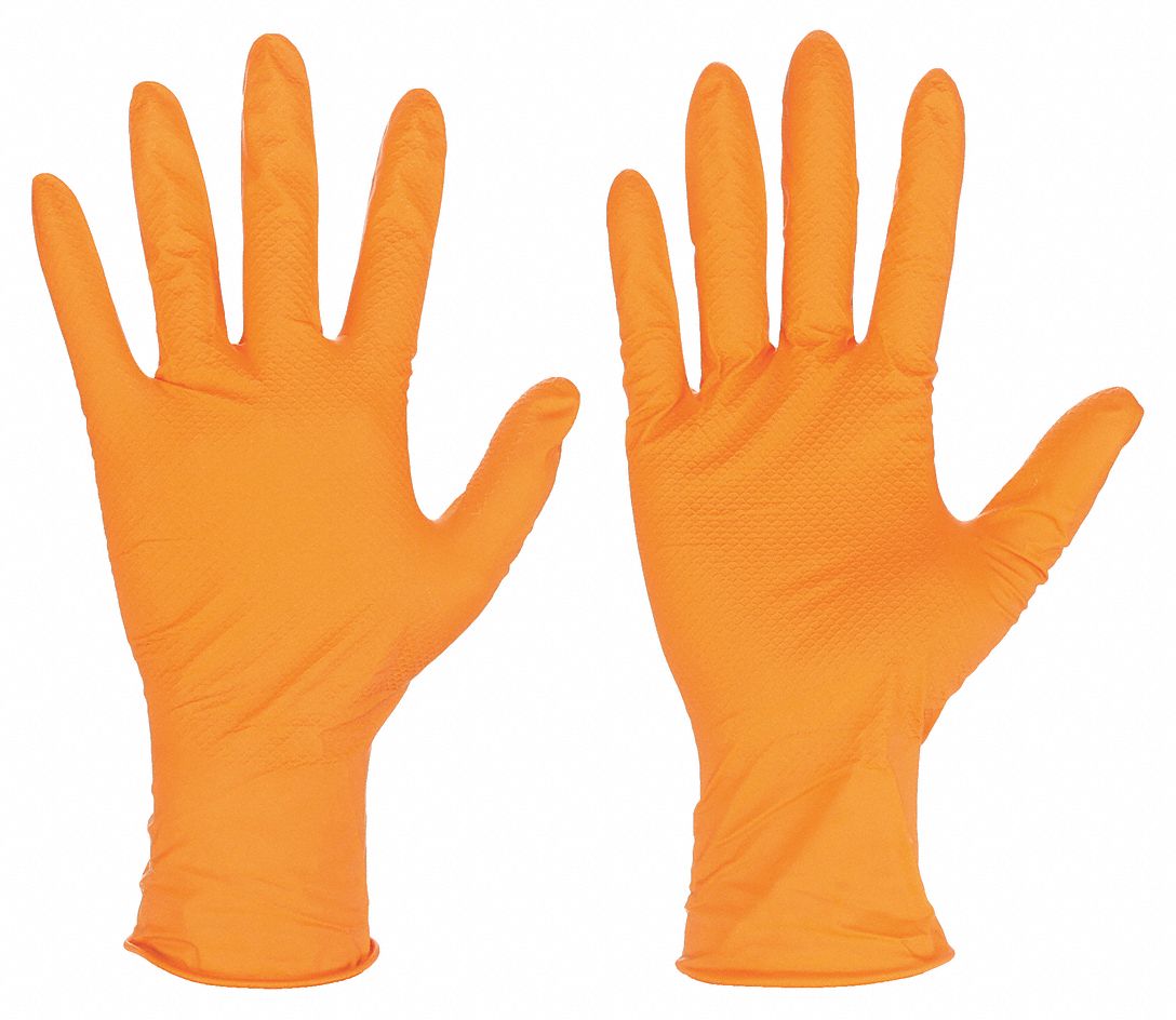 GLOVES, DISPOSABLE, POWDER FREE, NON STERILE, 6.00 MIL, M (8), ORANGE, NITRILE, PK 100