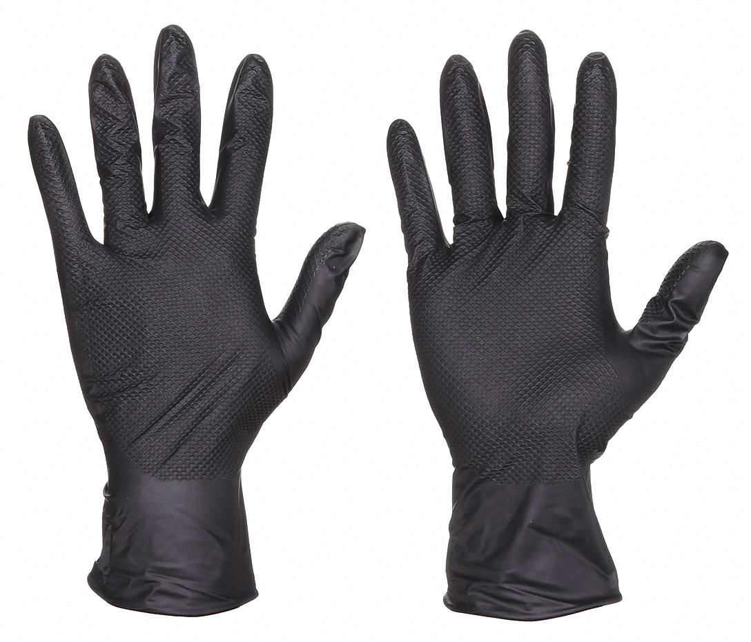 GLOVES, DISPOSABLE, POWDER FREE, NON STERILE, 6.00 MIL, XL (10), BLACK, NITRILE, PK 100