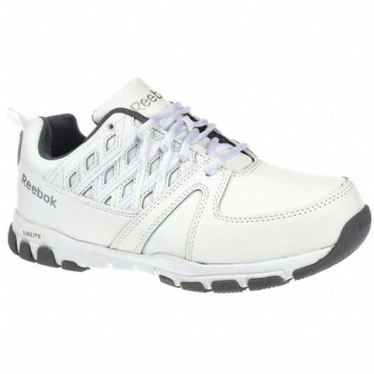 REEBOK Athletic Shoe, 7, M, Women's, White, Steel Toe Type, 1 PR ...