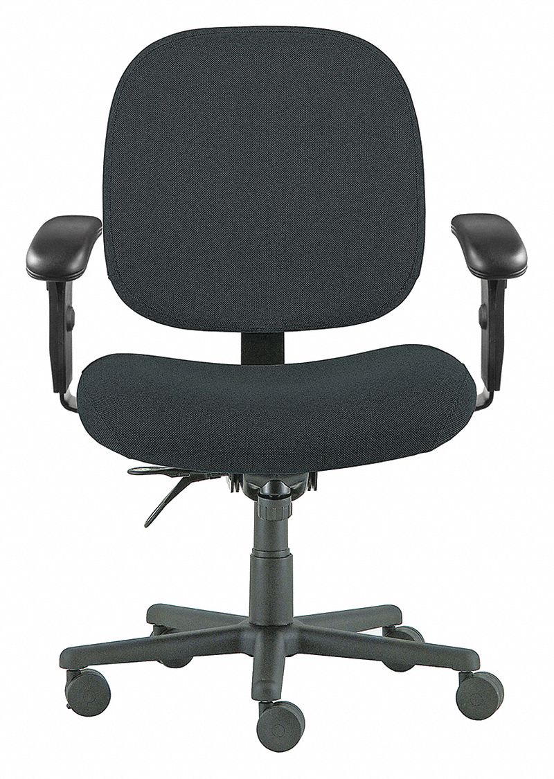 Big-and-Tall: Black, Fabric, 500 lb Wt Capacity, 19 in to 22 in Nom. Seat Ht. Range