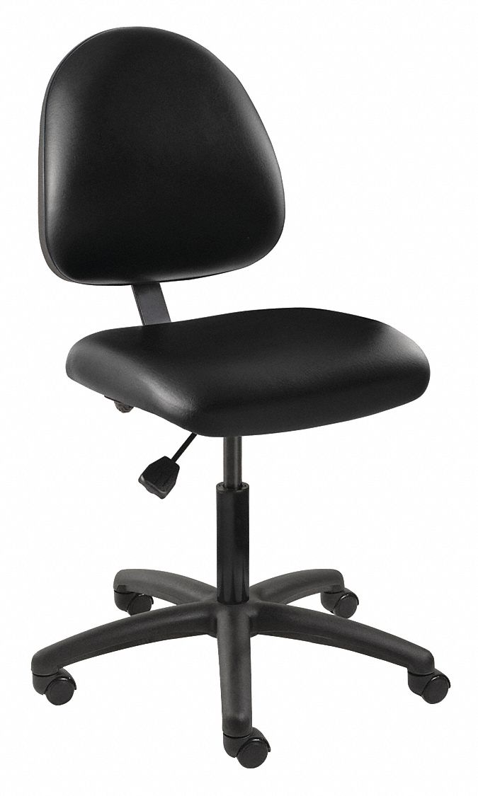 Executive Chair: Black, Vinyl, 300 lb Wt Capacity, 18 in to 23 in Nom. Seat Ht. Range