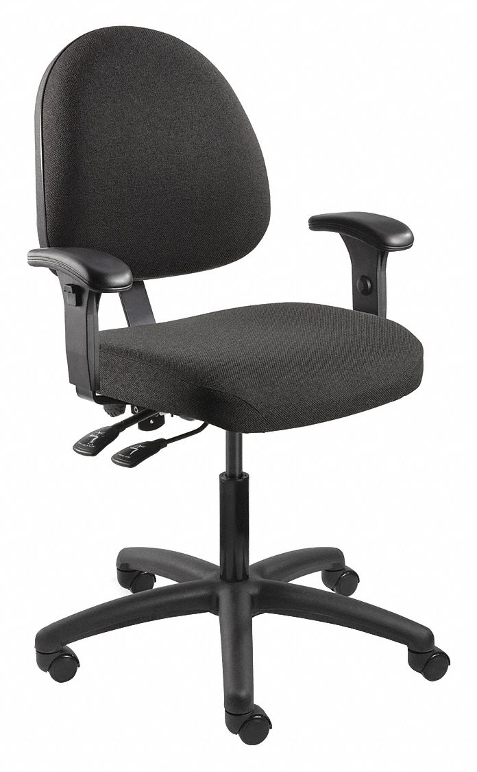 Executive Chair: Black, Fabric, 300 lb Wt Capacity, 18 in to 23 in Nom. Seat Ht. Range