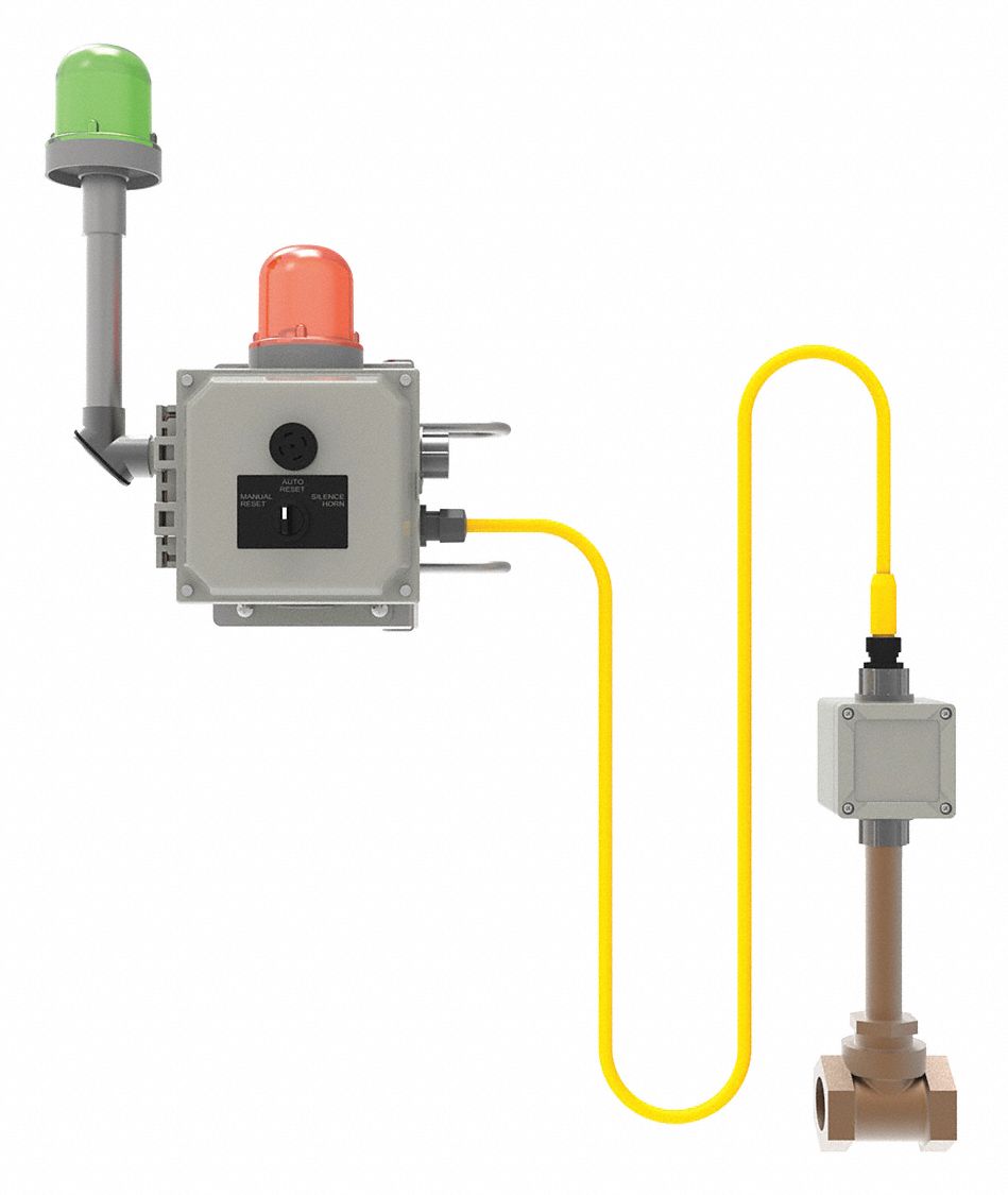 Emergency Signaling System: Eyewash/Shower, 1 1/4 in NPT Female, Galvanized Steel, Flashing