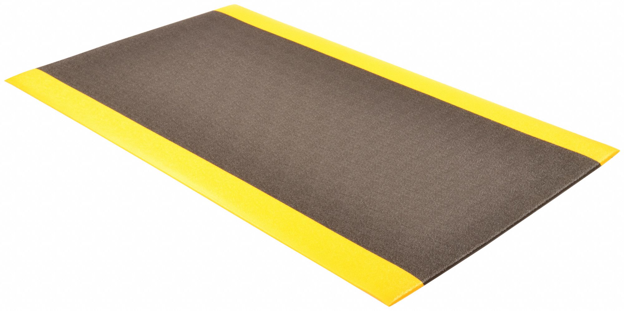 Antifatigue Runner: Pebble, 2 ft x 60 ft, 3/8 in Thick, Black with Yellow Border, PVC Foam
