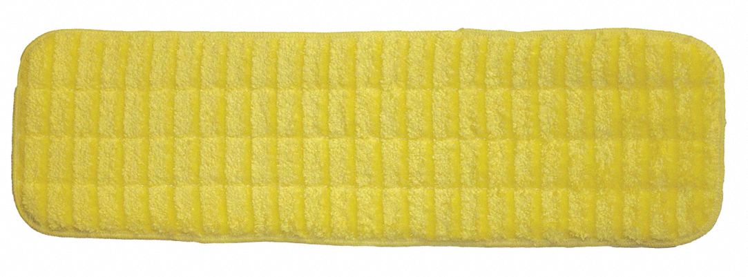 Mop Pad: Microfiber, 5 in Frame Wd, Yellow, Quick Connect Connection, 12 PK