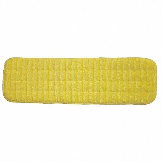 Mop Pad: Microfiber, 5 in Frame Wd, Yellow, Quick Connect Connection, 12 PK