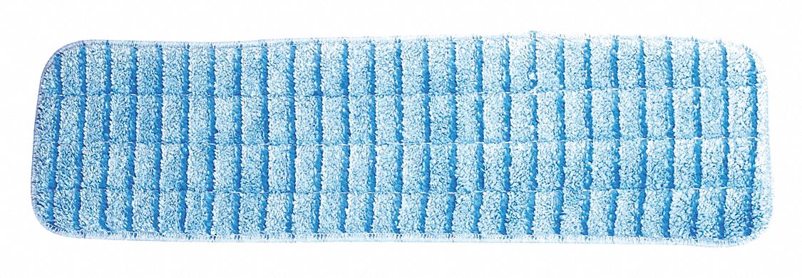 Mop Pad: Microfiber, 5 in Frame Wd, Blue, Quick Connect Connection, 12 PK