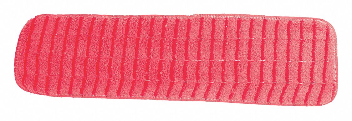Mop Pad: Microfiber, 5 in Frame Wd, Red, Quick Connect Connection, 12 PK