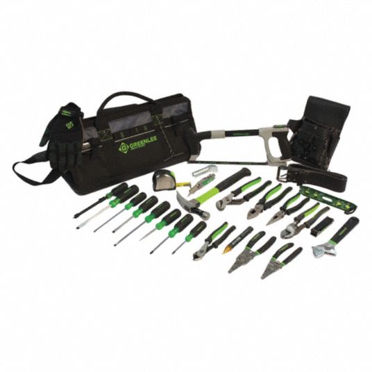 GREENLEE Electricians Tool Kit: 26 Total Pcs, Tool Bag, 20 or more Pieces  Range