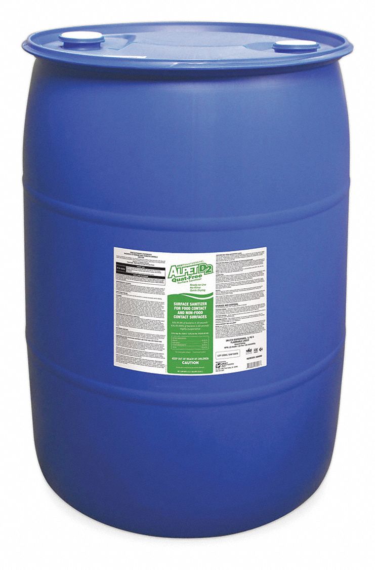 CLEANER, DISINFECTANT AND SANITIZER, DRUM, 50 GALLON CONTAINER SIZE, READY TO USE