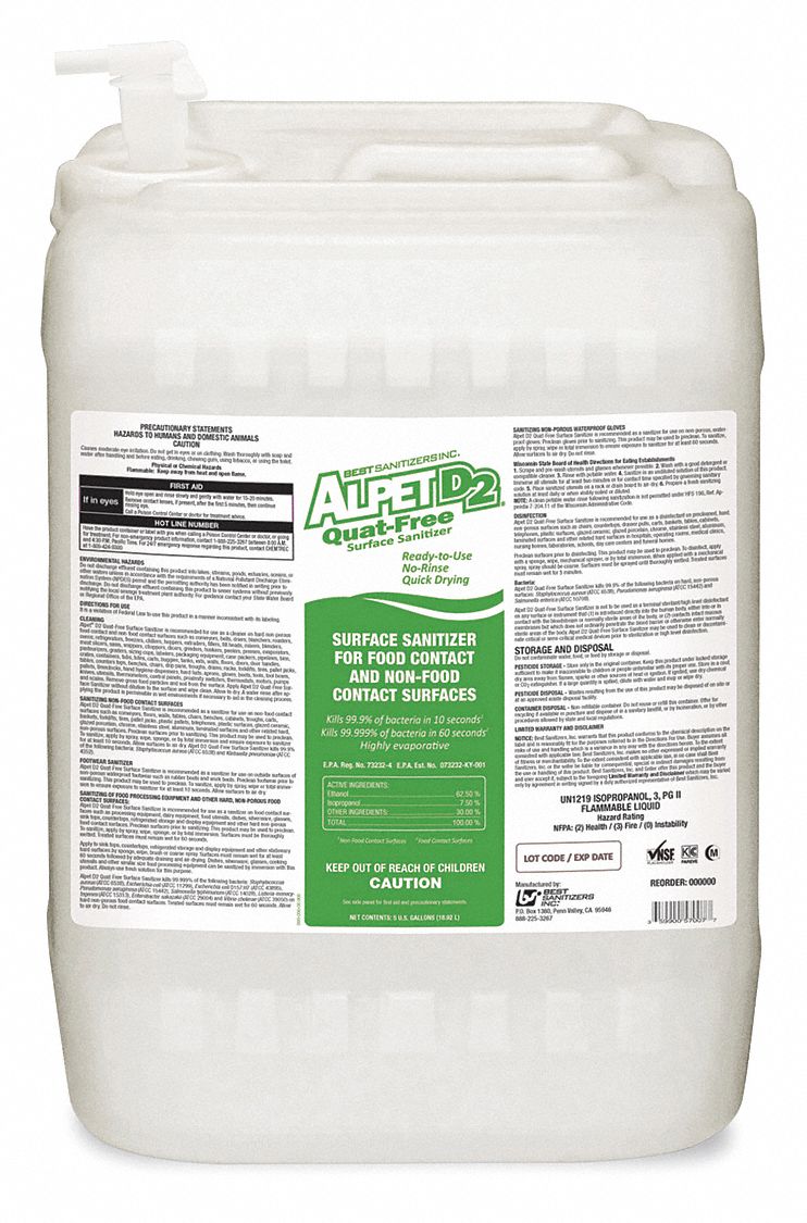 CLEANER, DISINFECTANT AND SANITIZER, BUCKET WITH SPIGOT, 5 GALLON CONTAINER SIZE