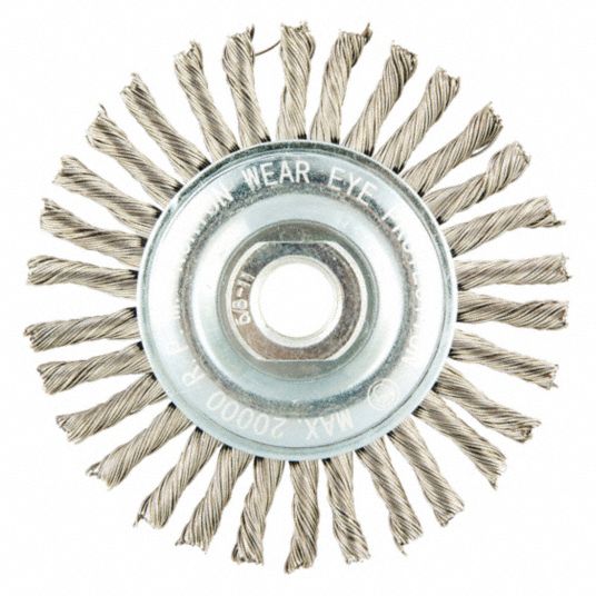 4 in Twisted Wire Wheel Brush, Arbor Hole Mounting, 0.020 in Wire Dia