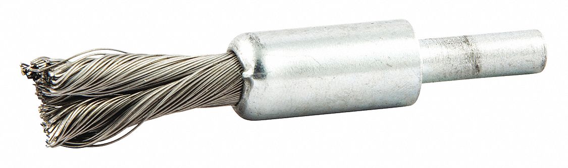 End Brush: Twisted Steel, 1/2 in Dia, 0.014 in Fill Dia, 1/4 in Shank