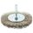 WIRE WHEEL BRUSH, CRIMPED STAINLESS STEEL, 3 IN DIAMETER X 7/16 IN W, ¼ IN SHANK, SHANK