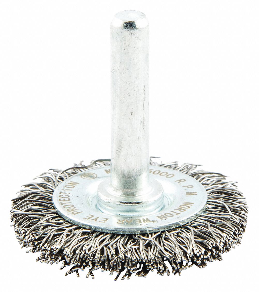 WIRE WHEEL BRUSH,SHANK MOUNT,1/4" L TRIM