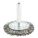 WIRE WHEEL BRUSH, CRIMPED STEEL, 1½ IN DIAMETER X ¼ IN W, ¼ IN SHANK, 0.014 IN FILL