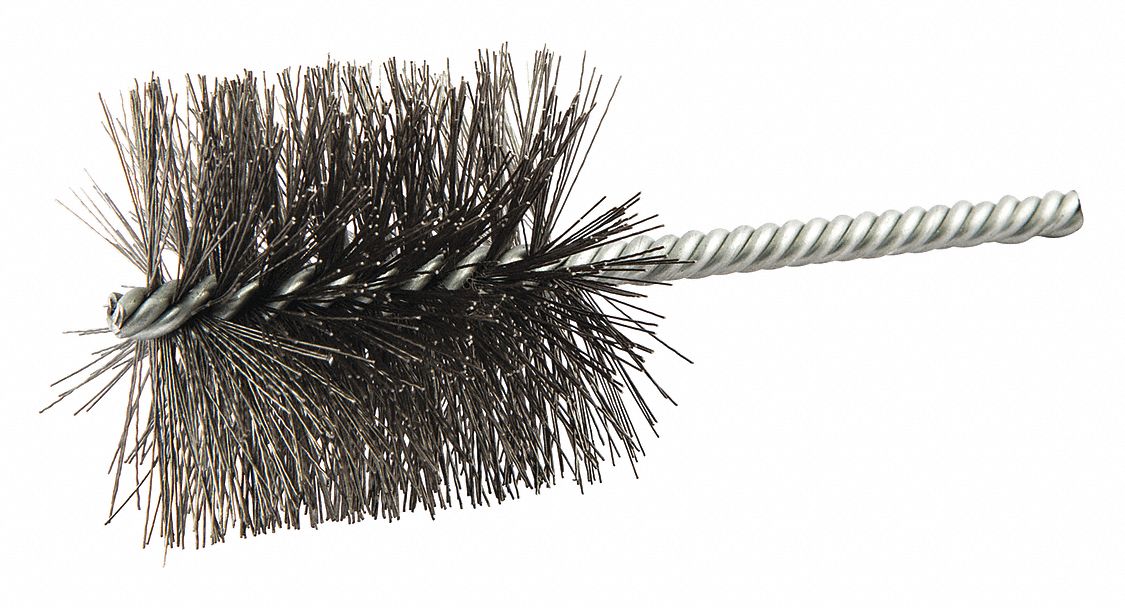 NORTON, Single Shank, 2 in Brush Dia., Double Spiral Tube Brush