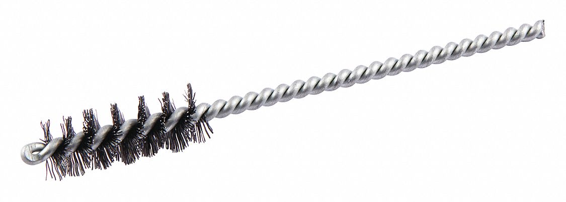 ROUND TUBE BRUSH, SINGLE STEM, CARBON STEEL, ⅜ IN DIAMETER, 0.005 IN FILL DIAMETER
