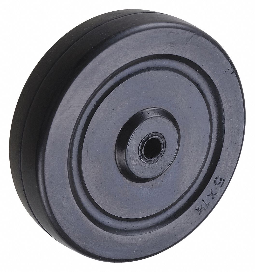 GRAINGER APPROVED Solid Rubber Wheel, 5 in Wheel Dia., 300 lb Load