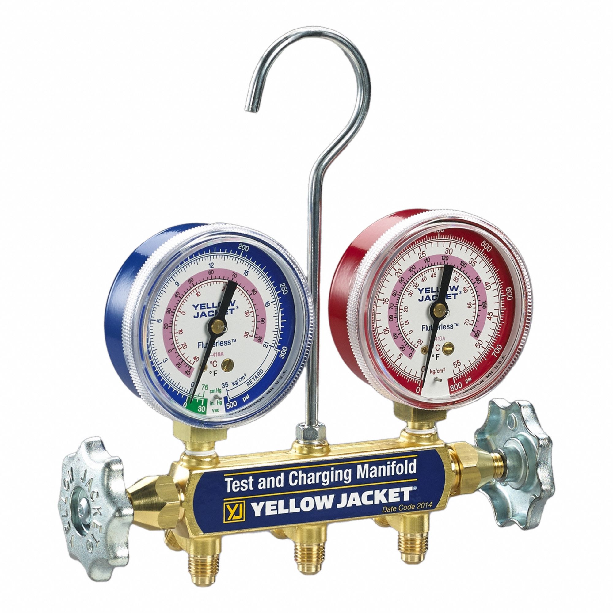 Manifold Gauge: 2 Valves, 0 Hoses, Series 41, 2 1/2 in Gauge, For R-410A