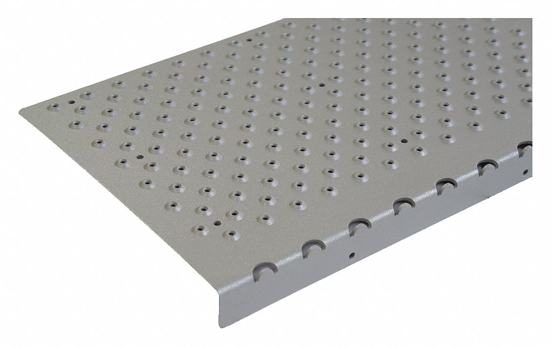 Gray, Aluminum Stair Nosing, Installation Method: Fasteners, Round Edge Type, 30 in Width