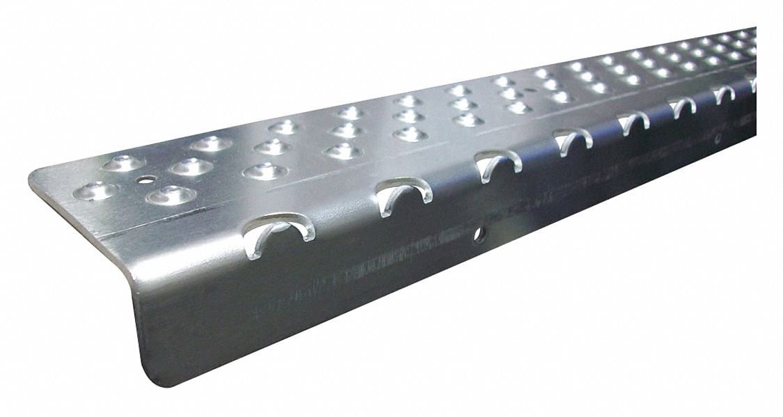 Silver, Aluminum Stair Nosing, Installation Method: Fasteners, Round Edge Type, 36 in Width