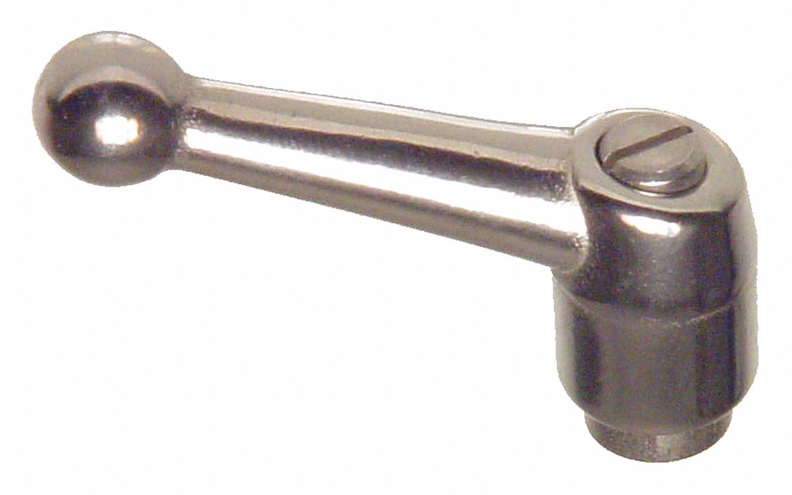 GRAINGER APPROVED Adjustable Handle, Internal Threads, Ball Knob, Silver, Stainless Steel