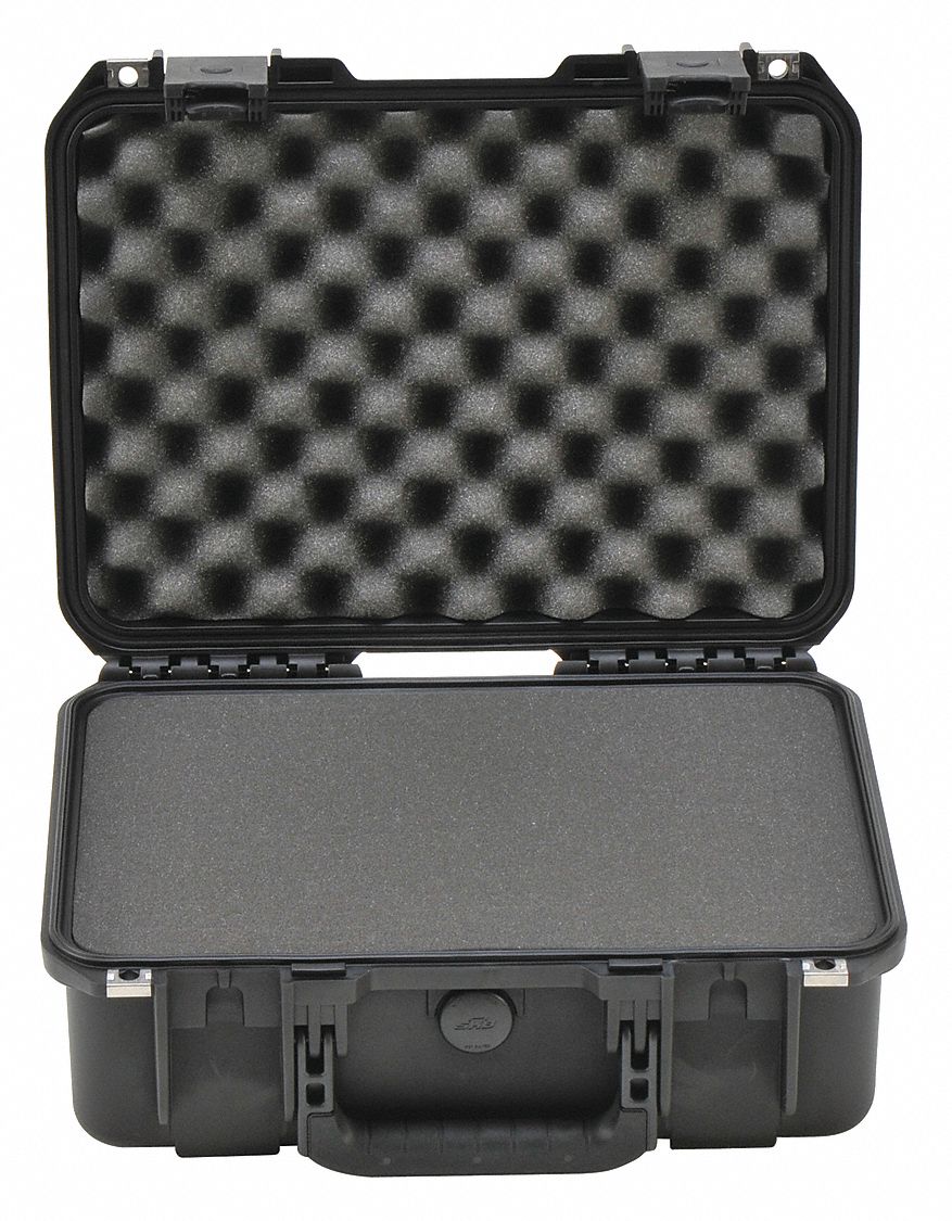 Protective Case: 10 1/2 in x 15 in x 6 in Inside, Pick and Pluck, Black, Stationary, 5 lb Wt