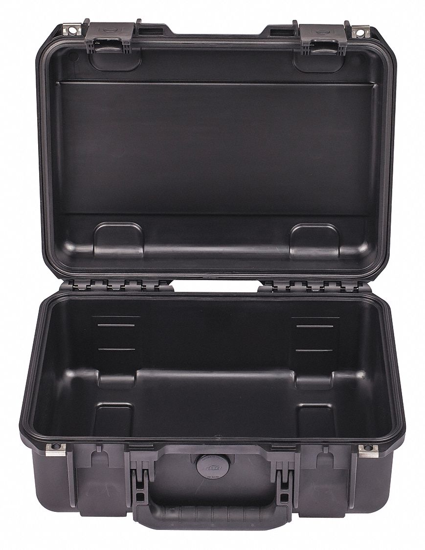 Protective Case: 10 1/2 in x 15 in x 6 in Inside, No Foam, Black, Stationary, 5 lb Wt, No Wheels
