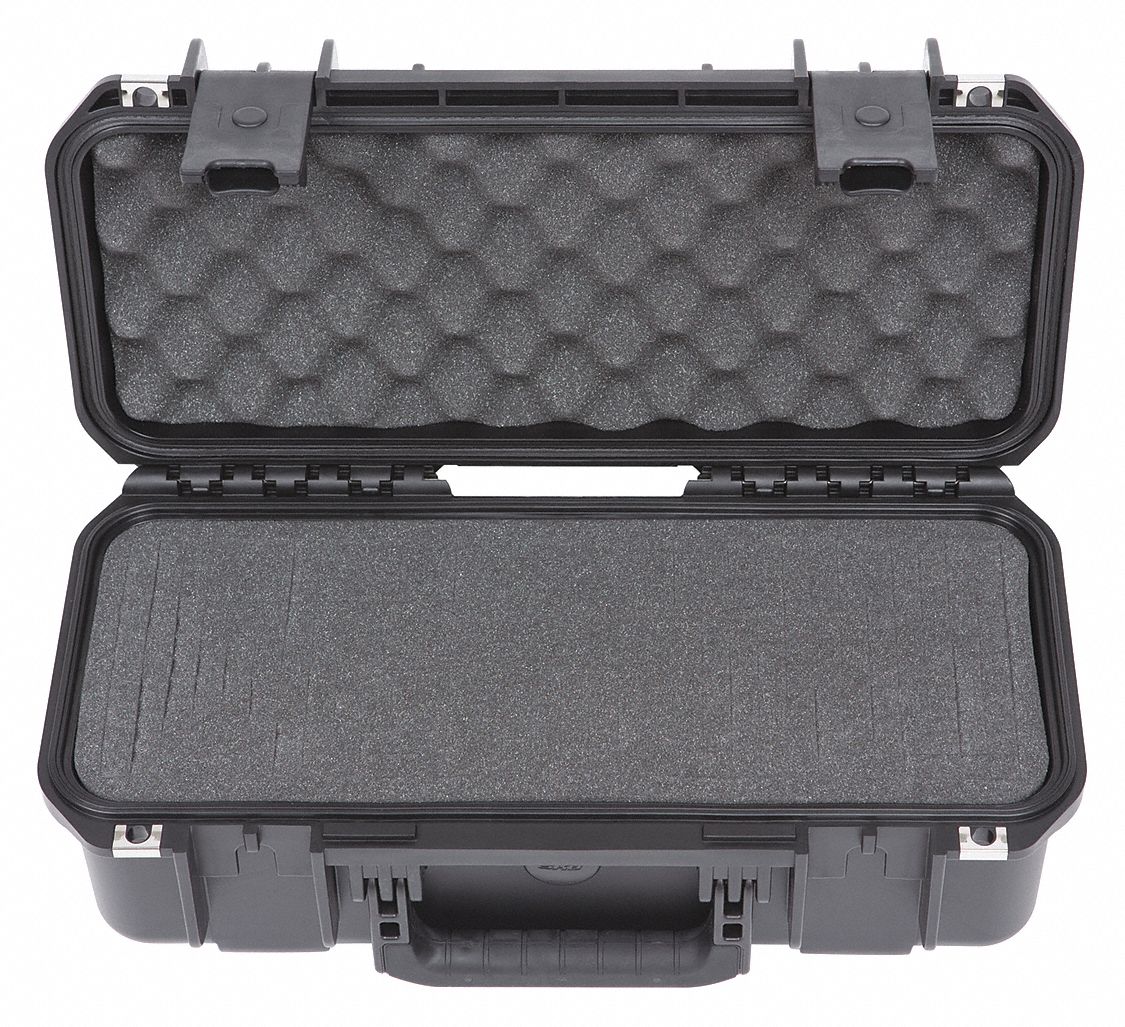 Protective Case: 6 1/2 in x 17 in x 6 1/2 in Inside, No Foam, Black, Stationary, 4 lb Wt
