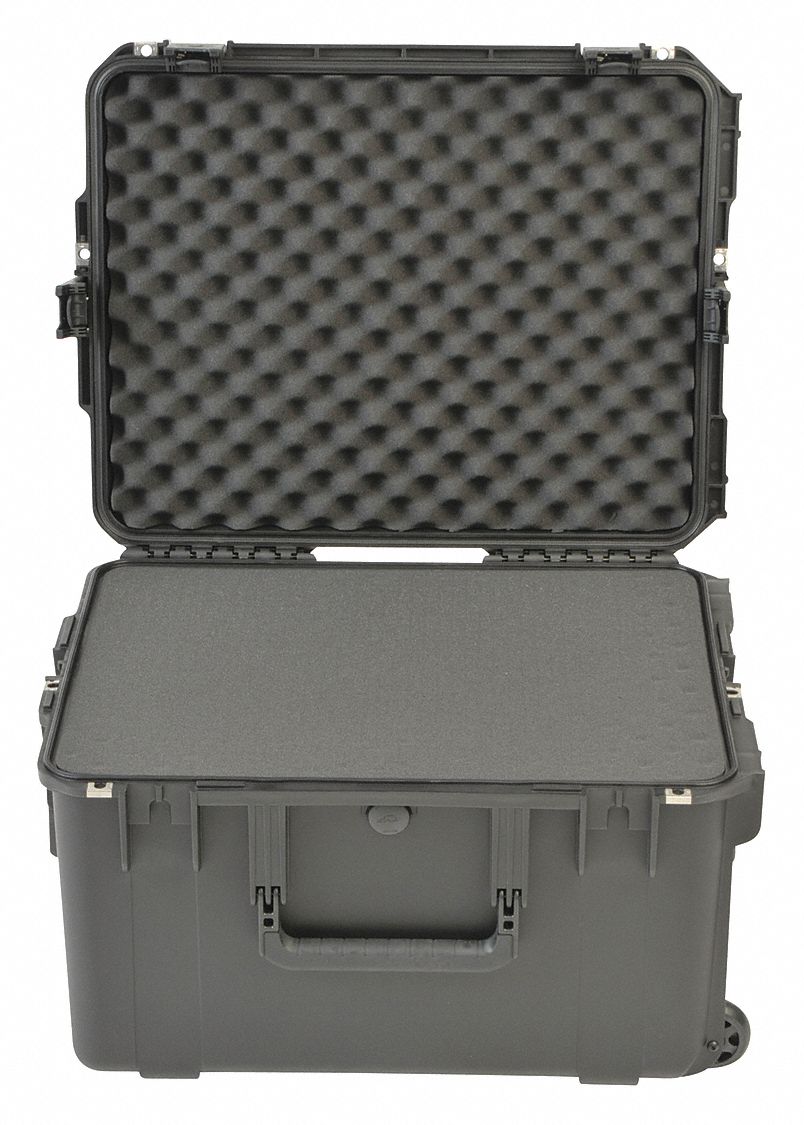 Protective Case: 17 in x 22 in x 12 3/4 in Inside, Pick and Pluck, Black, 2 Wheels, 22 lb Wt