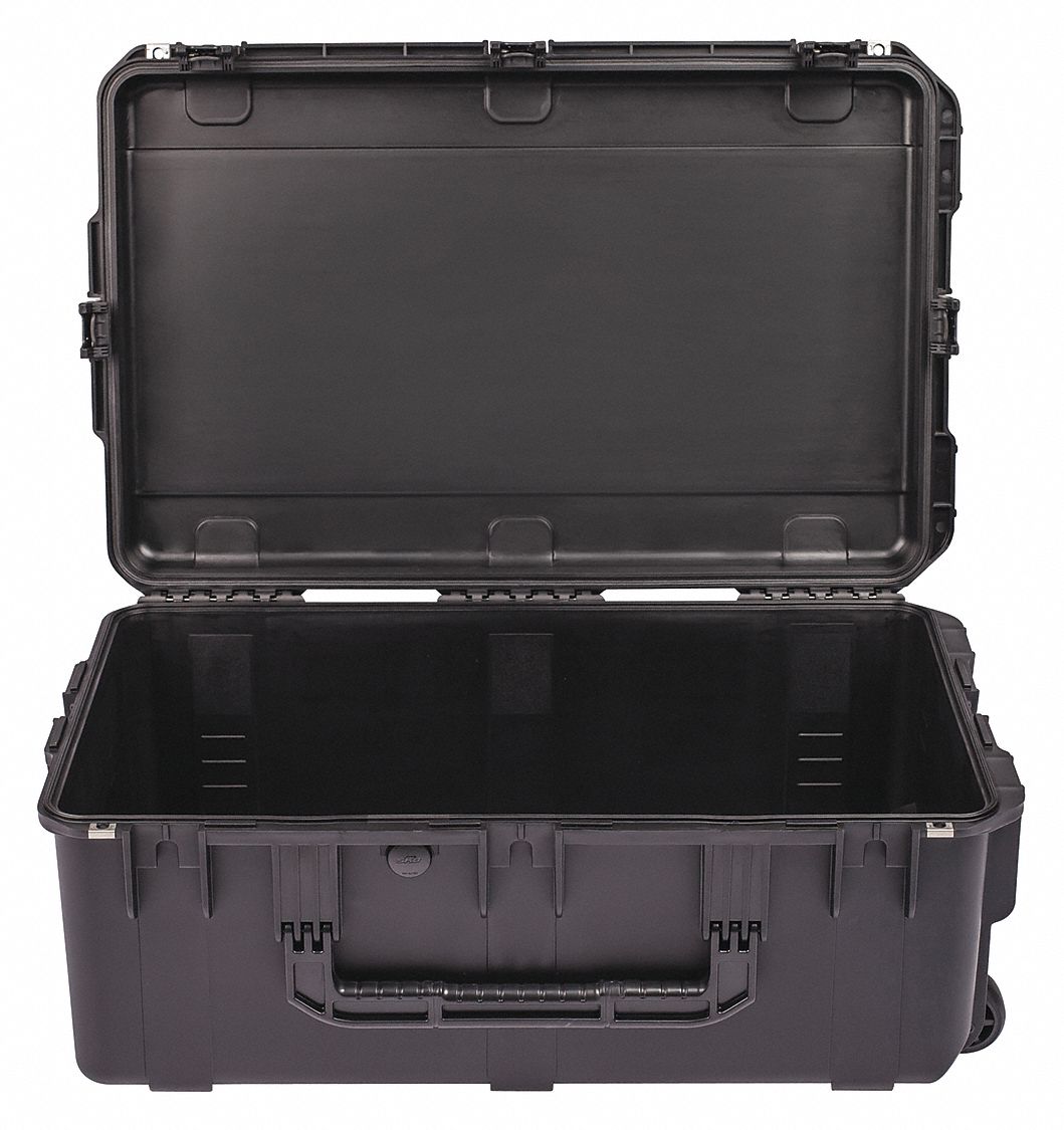 Protective Case: 18 in x 29 in x 10 7/8 in Inside, No Foam, Black, Mobile, 22 lb Wt, 2 Wheels
