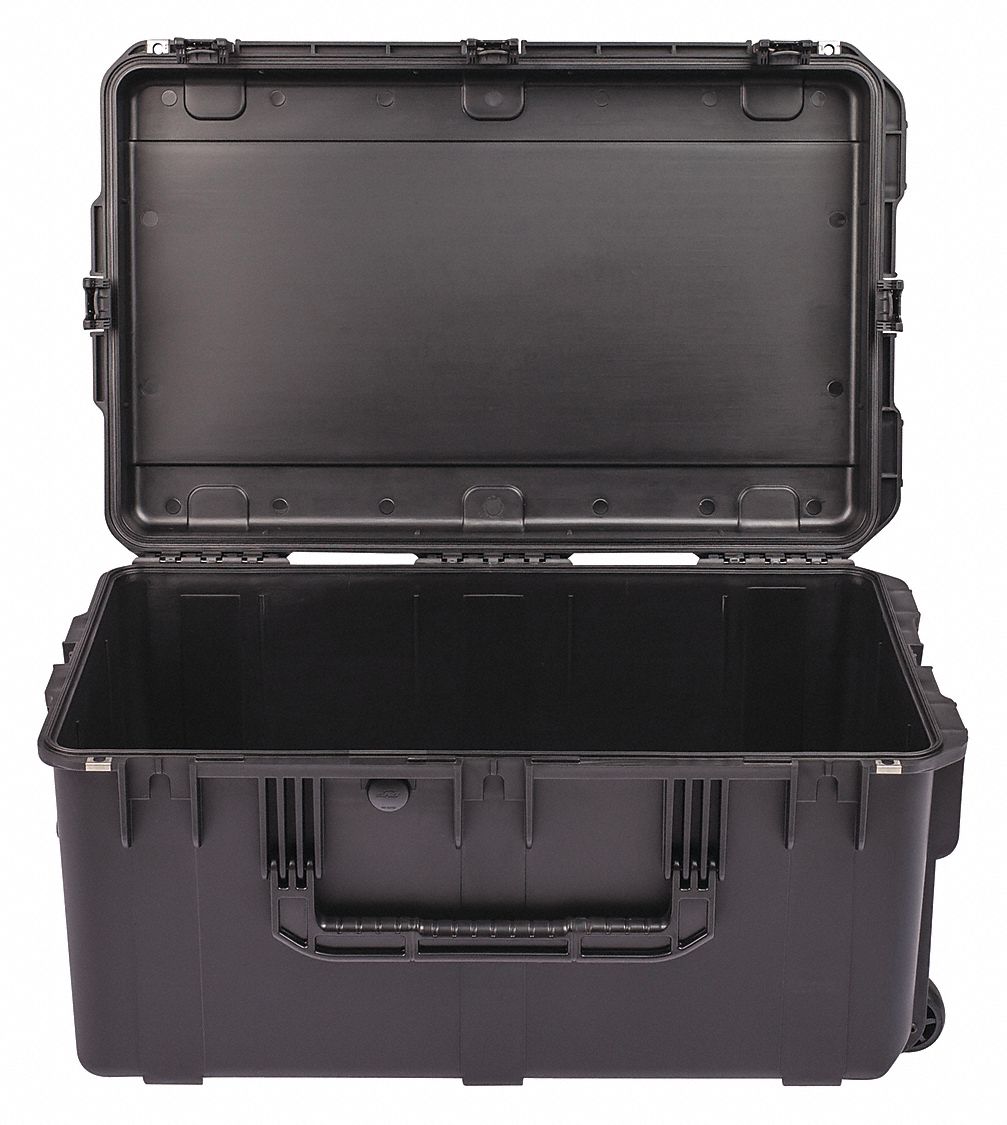 Protective Case: 18 in x 29 in x 14 in Inside, No Foam, Black, 2 Wheels, 24 lb Wt, IP67, Latches